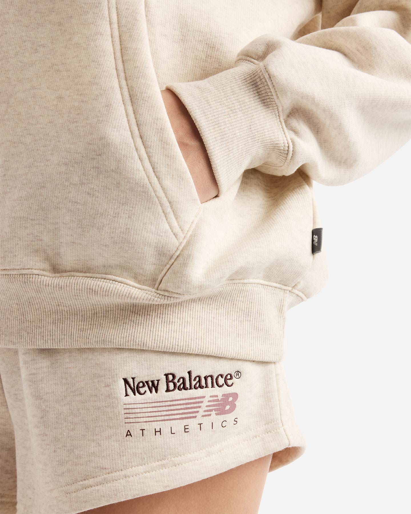 Felpa NEW BALANCE TRACKSIDE BIG LOGO W - Beige - 5 | Cisalfa Sport