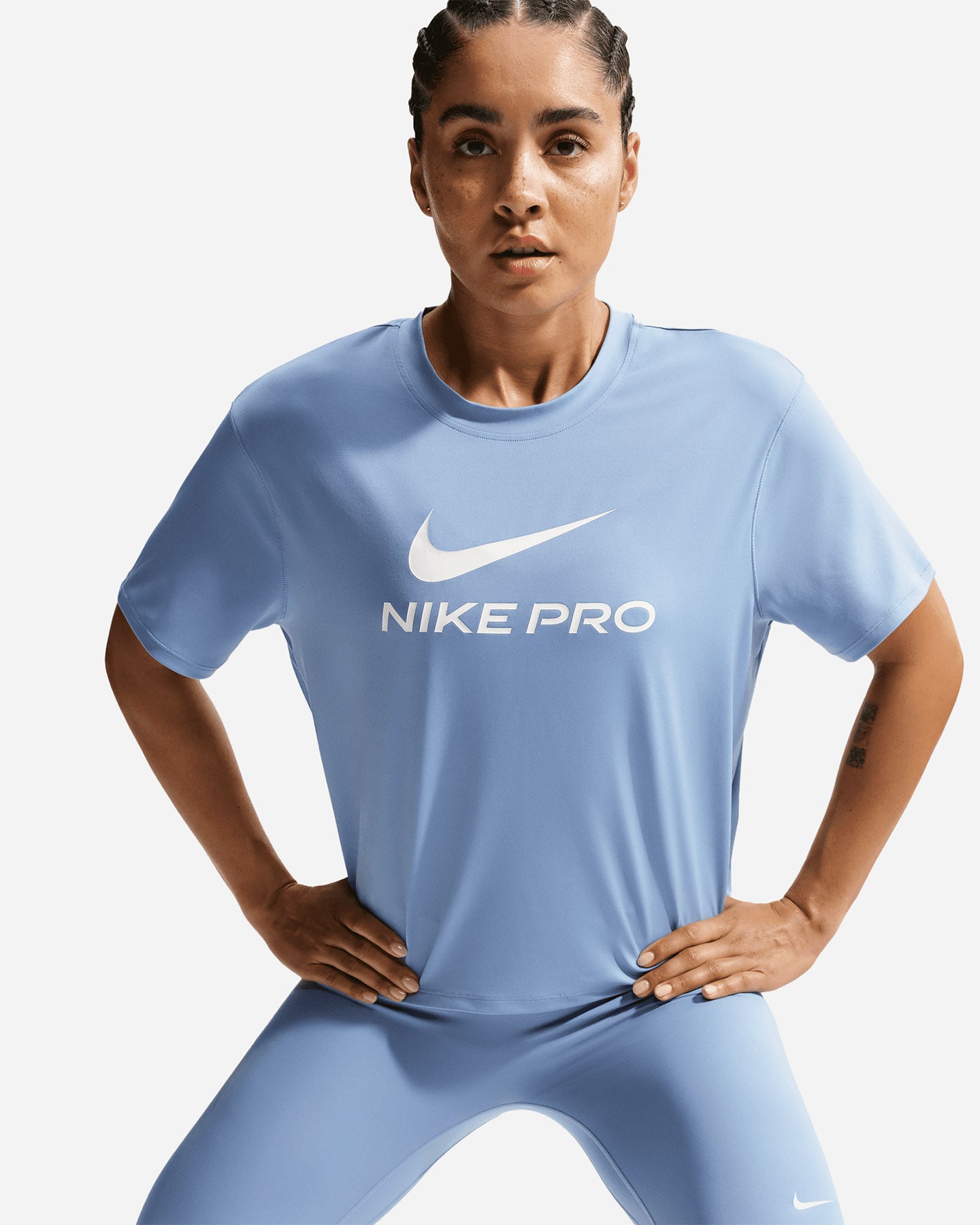 T-shirt training NIKE DRI FIT PRO BIG LOGO W - Azzurro - 5 | Cisalfa Sport