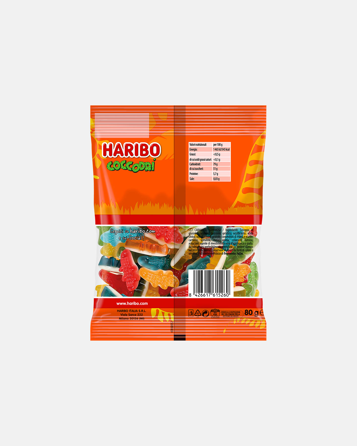Caramelle HARIBO COCCODRILLI 80 G  - Color mix - 1 | Cisalfa Sport