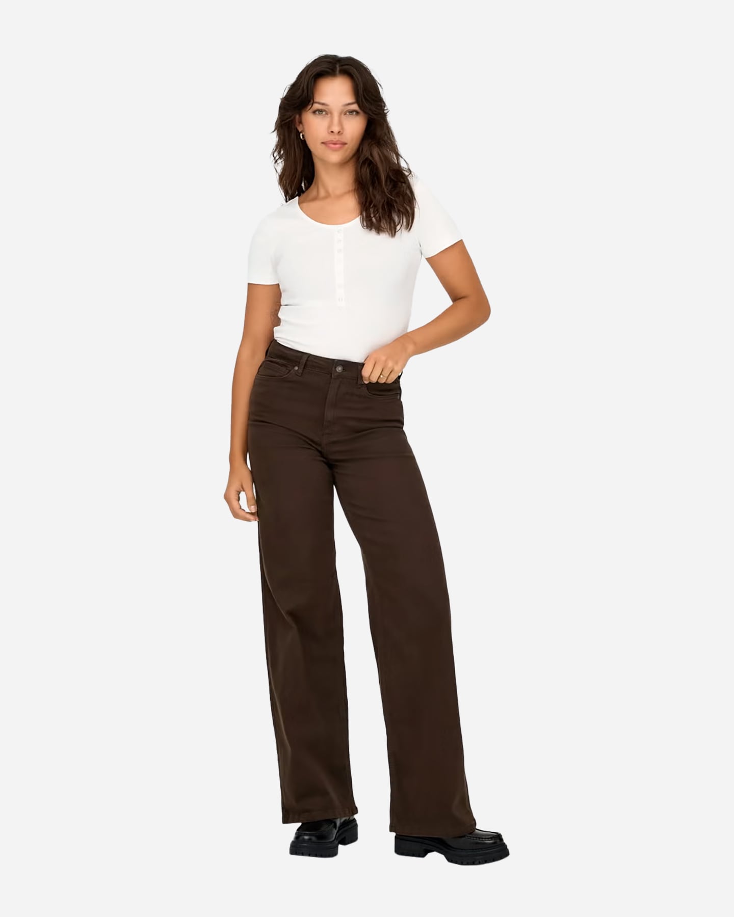 Jeans ONLY MADISON BLUSH HW WIDE L32 W - Marrone - 3 | Cisalfa Sport