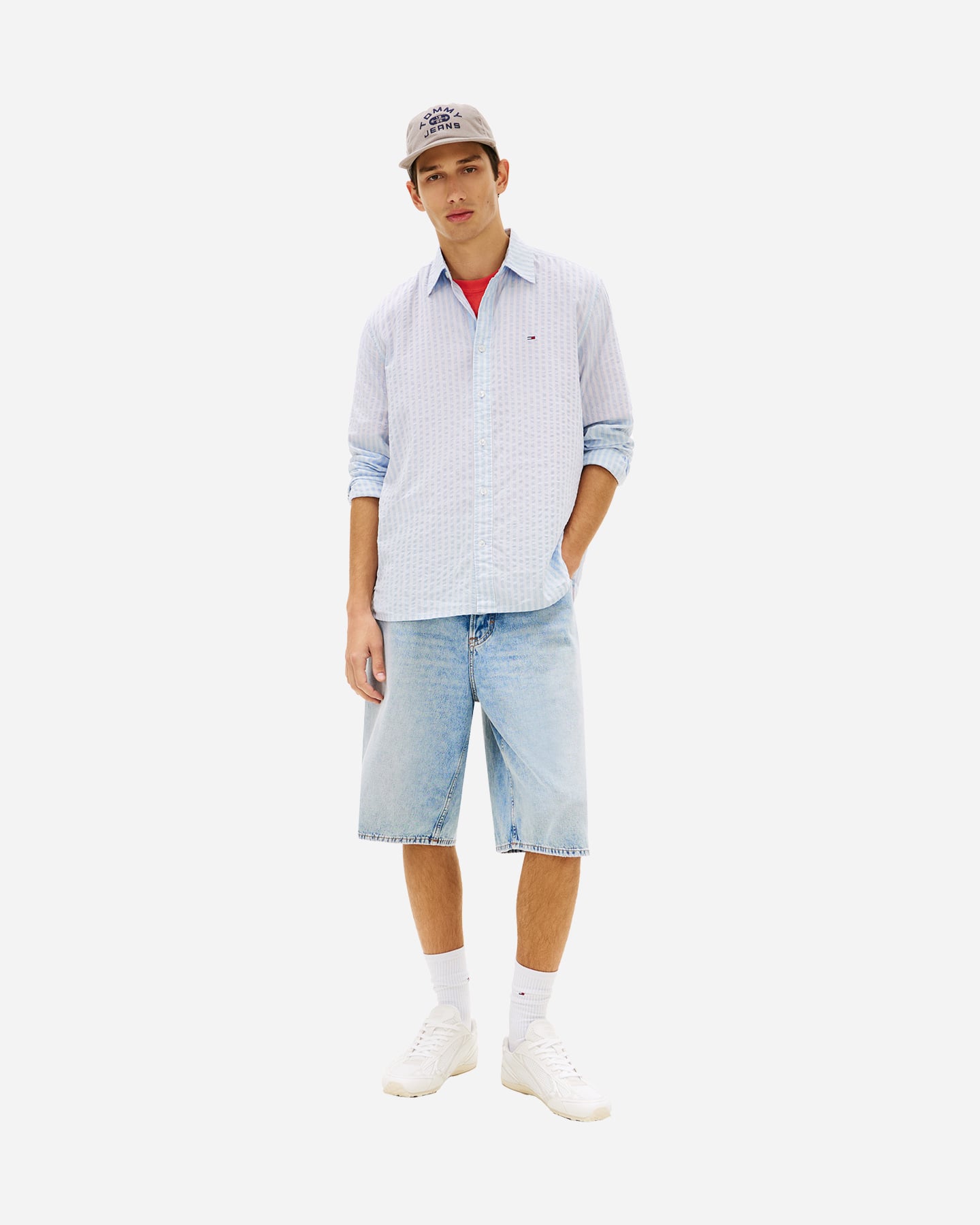 Camicia TOMMY HILFIGER SEERSUCKER STRIPE M - Blu - 2 | Cisalfa Sport