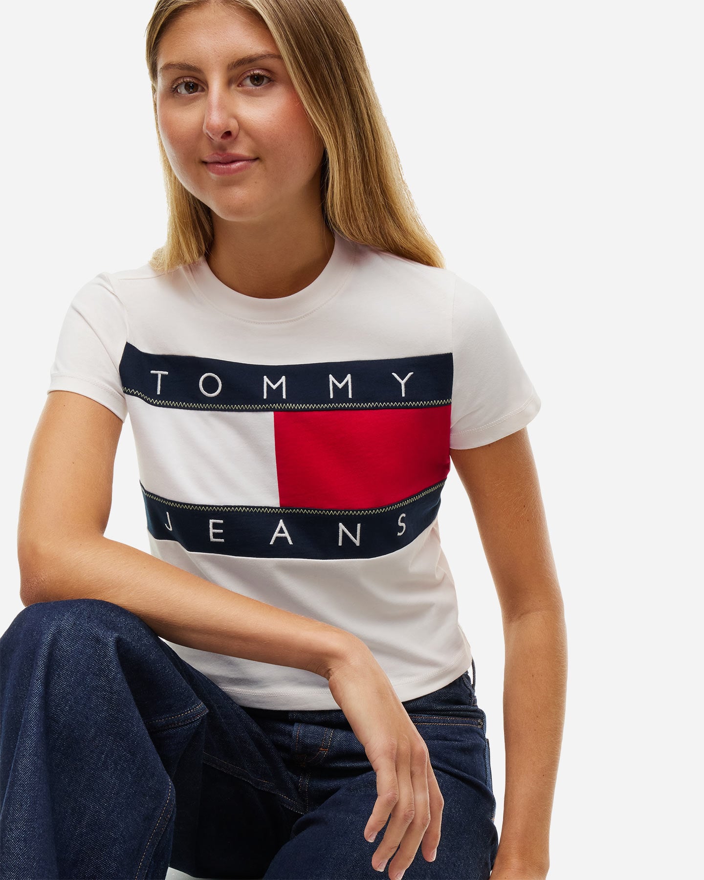 T-shirt TOMMY HILFIGER BOXY BIG FLAG W - Bianco - 4 | Cisalfa Sport