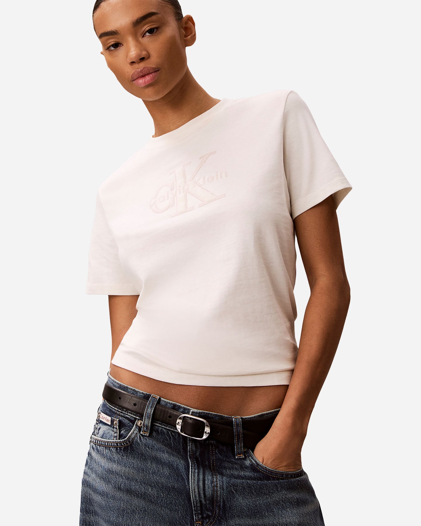 T-shirt CALVIN KLEIN JEANS MONOLOGO W - Bianco - 2 | Cisalfa Sport
