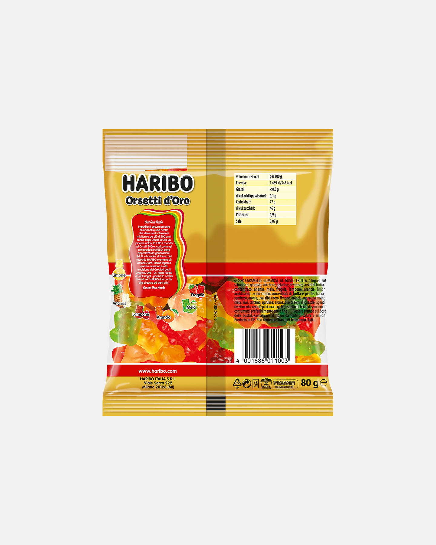 Caramelle HARIBO ORSETTI D'ORO 80 G  - Color mix - 1 | Cisalfa Sport