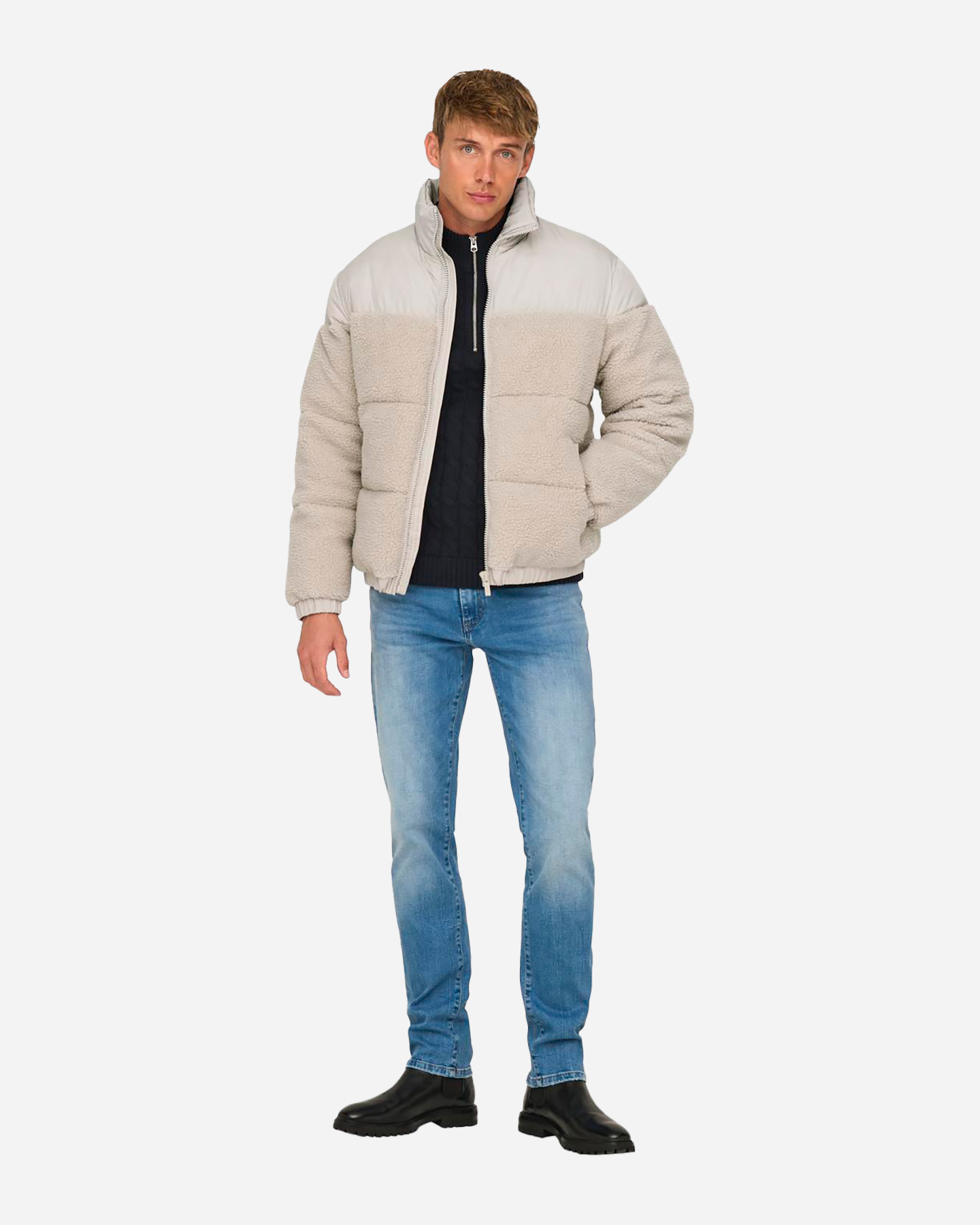 Giubbotto ONLY & SONS ELI MIX PUFFER M  - Beige - 3 | Cisalfa Sport