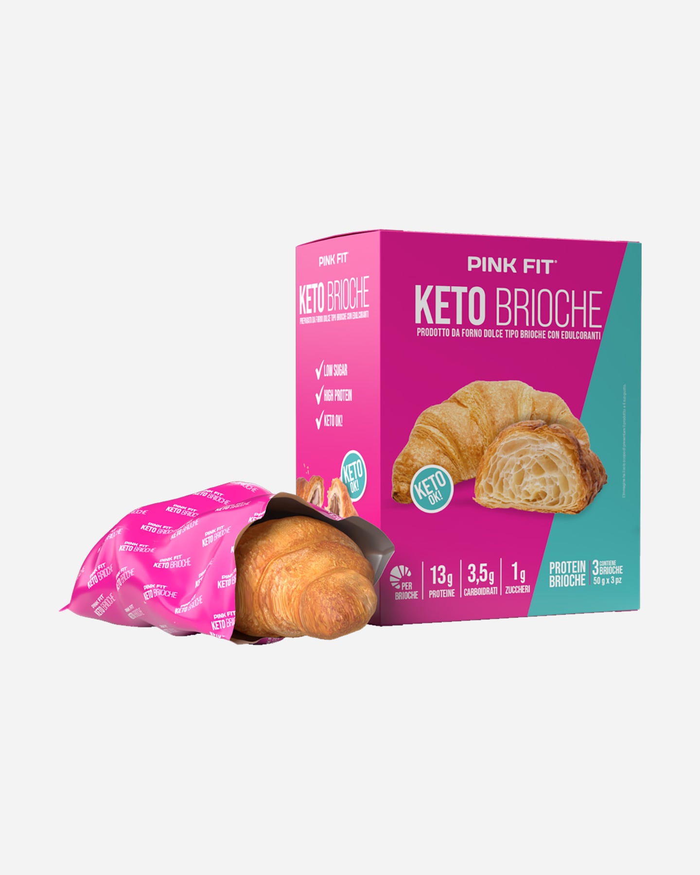 Alimento proteico PROACTION BRIOCHE KETO NATURALE 3 PZ 50 G  - Rosa - 1 | Cisalfa Sport
