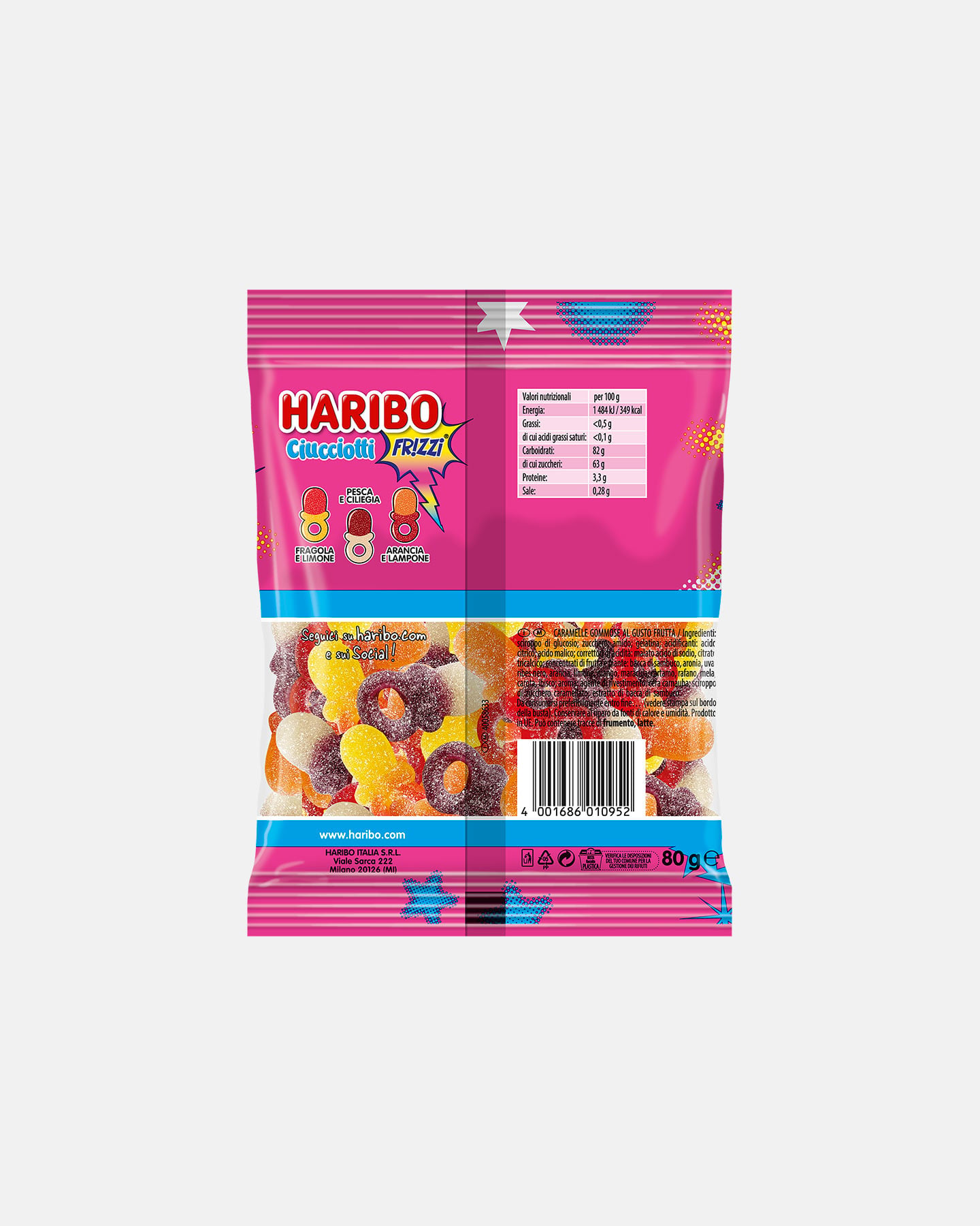 Caramelle HARIBO CIUCCIOTTI FRIZZI 80 G  - Color mix - 1 | Cisalfa Sport